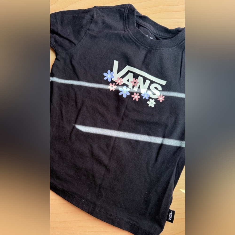Vans Kids Black Tee with Floral Logo